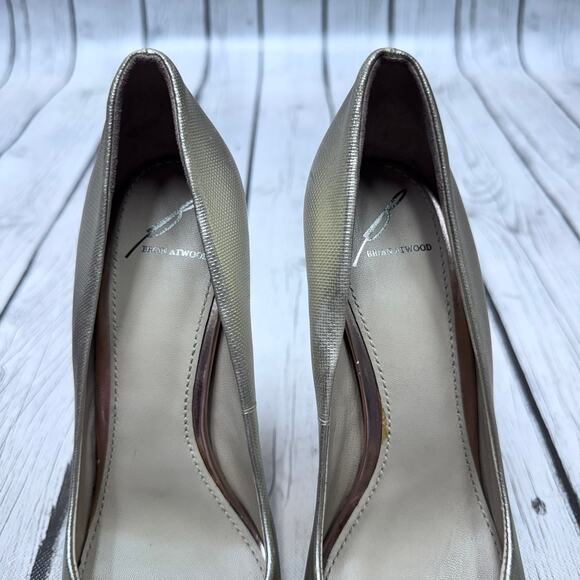 Brian Atwood Metallic Gold Stilettos Size 7 1/2 - Picture 7 of 12